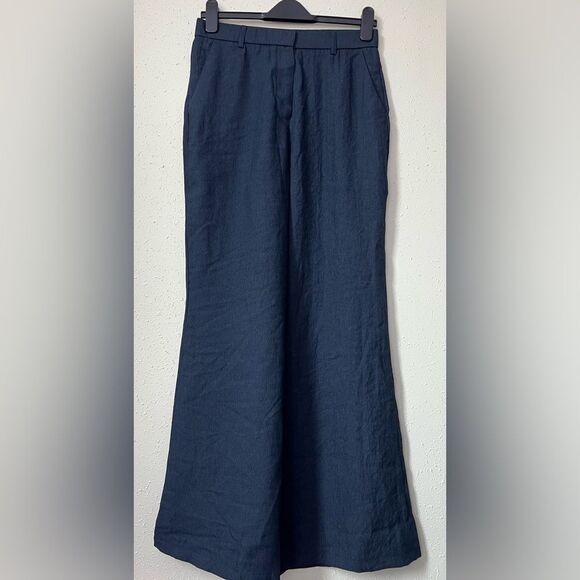 New OGL Viscose-Linen Weave European Linen Mid Rise Flared Pant with Pockets - Picture 3 of 13